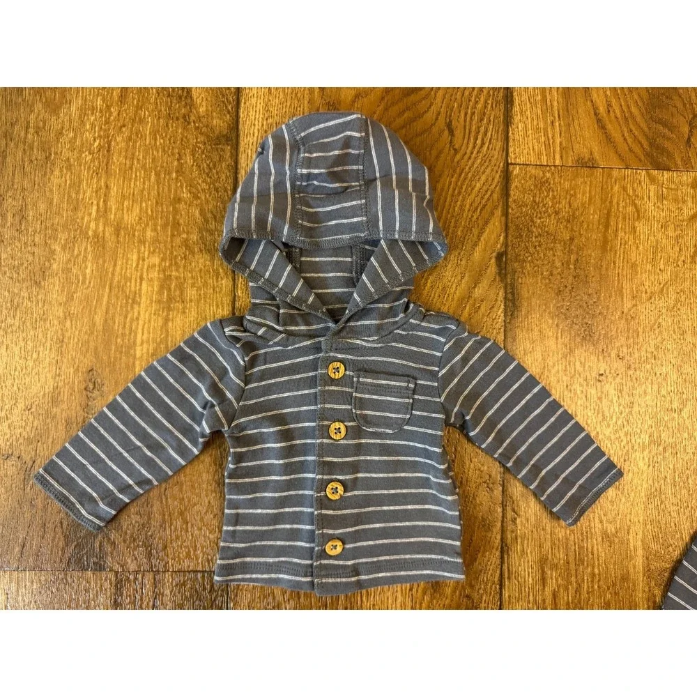 Carters Preemie Baby Outfit Boy 3 Piece Set Bodysuit Pants Jacket Button Striped